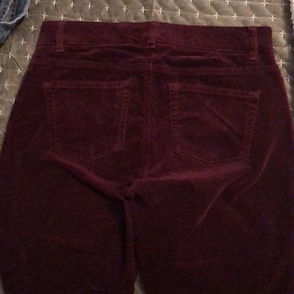 Chaps corduroy tummy control straight legs pants, wine color, size 4 - Picture 2 of 4